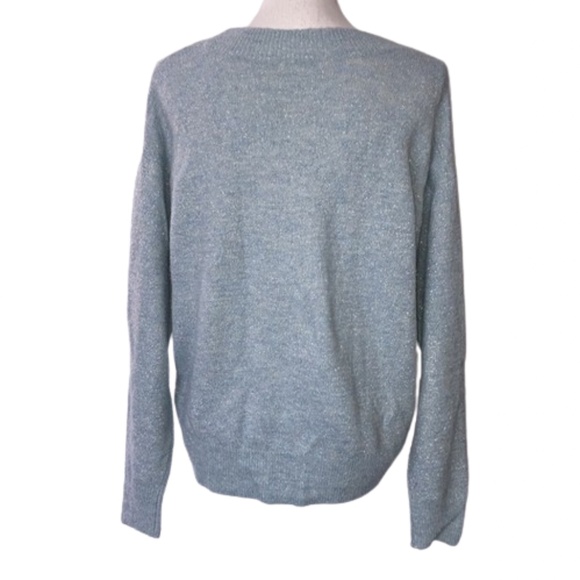 H&M knit sweater glimmer blue long sleeved large - Picture 6 of 7